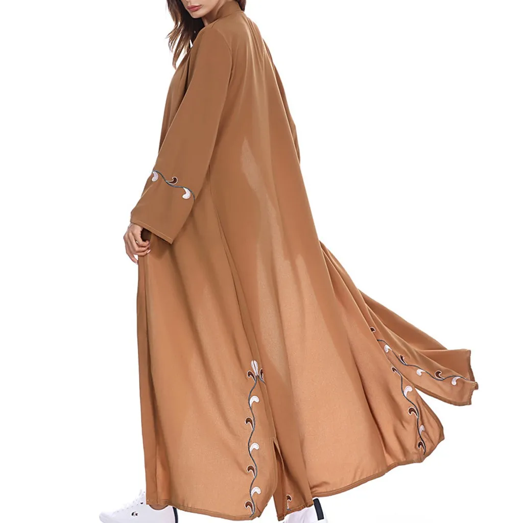 Мусульманское Макси Платье с цветочной вышивкой женское платье Abaya Дубай 2020