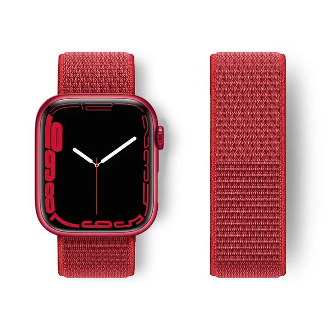 Nylon Strap for Apple Watch Band Series 765 45mm 41mm44mm 40mm  Smartwatch Watchband Belt Sport Bracelet on iWatch 4 3 42mm 38mm Chinese red