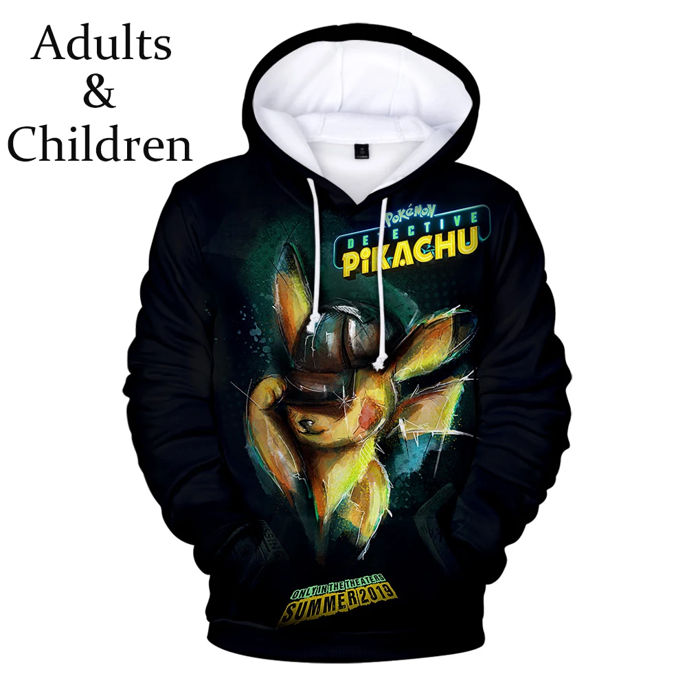 Autumn Pokemon Detective Pikachu 3D Hoodies Sweatshirts Men Women Fashion Hip Hop Kids Hoodies Sweatshirts 3D boys girls Hoodie