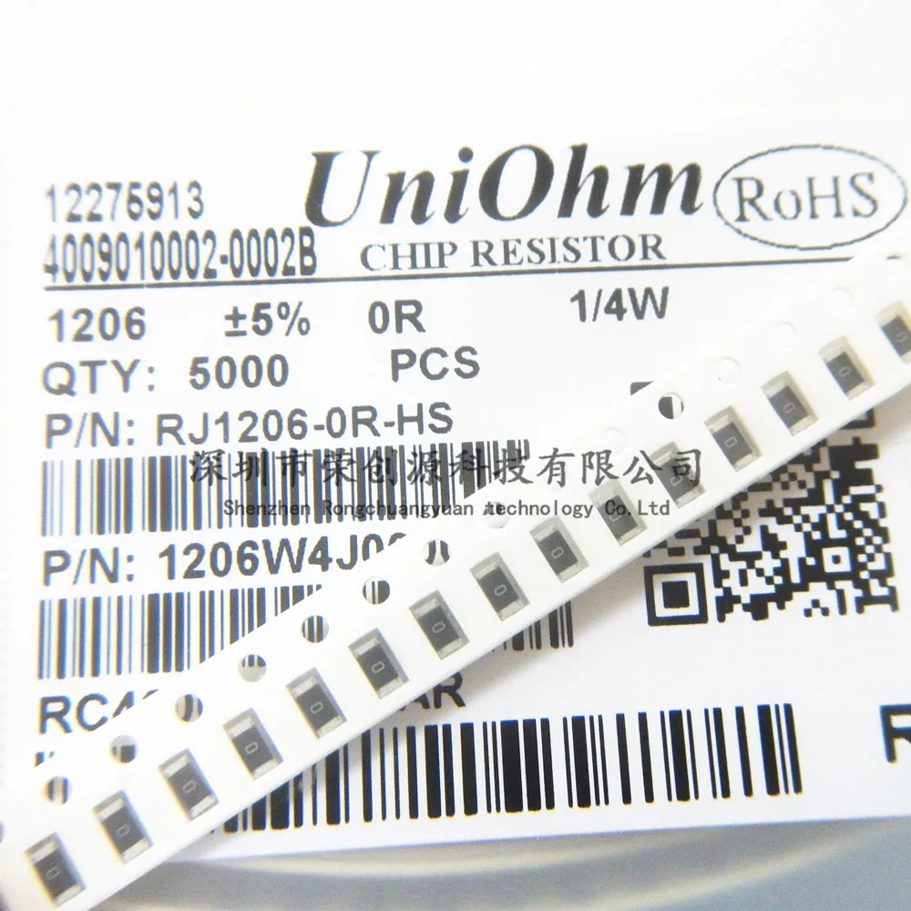 100 шт. 1206 5% SMD резистор 0R 0ohm 0Ω 1/4W | Электронные компоненты и принадлежности