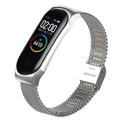 Silver Mi Band 4 3 ремешок металлический для Xiaomi mi Band 4 3 mi lanese Пряжка браслет из нержавеющей стали для mi Band 4 mi Band 4 браслет - Цвет: Silver