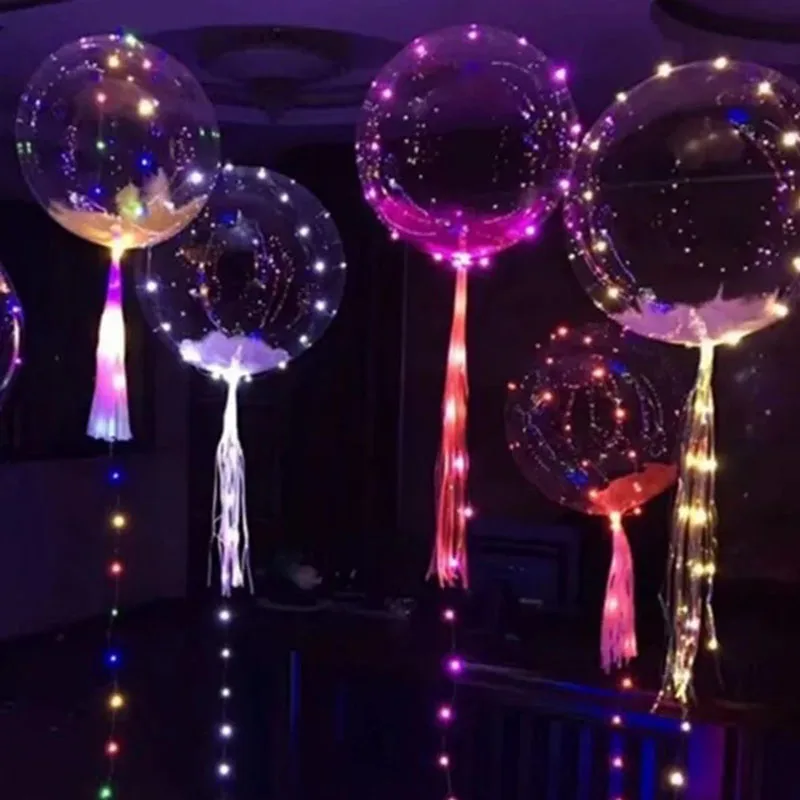 6Pcs 18\" Colorful LED Light Up Luminous Bubble Balloon For Wedding Party Decor