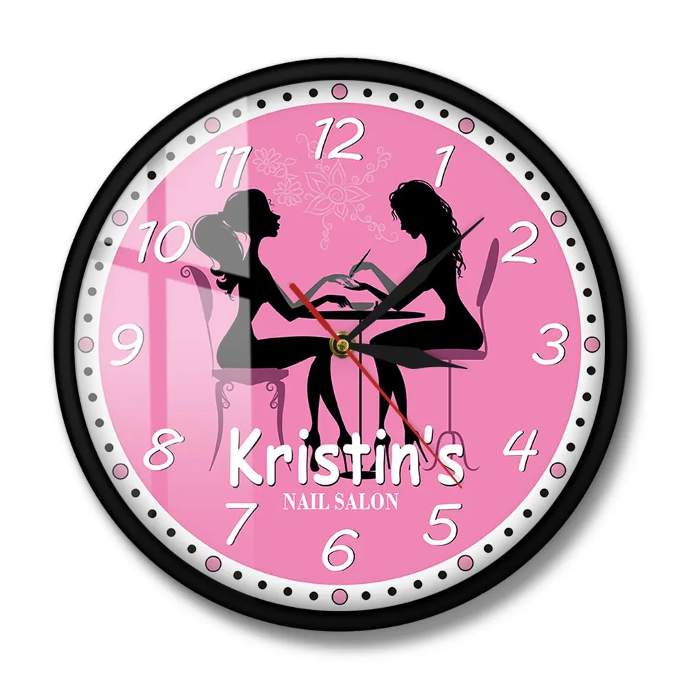 Manicure Salon Wall Clock Nail Salon Spa Personalized Wall Clock Custom Artwork Pedicure Art Nail Studio Business Wall Art Decor 2