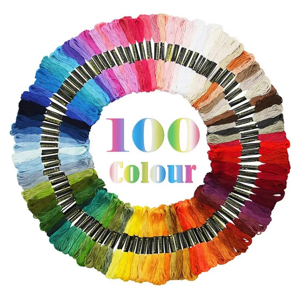 

50/100 Colors Cross Stitch Thread Polyester Cotton Embroidery Thread Rainbow Color Hand Embroidery Braided Thread hot In Stock