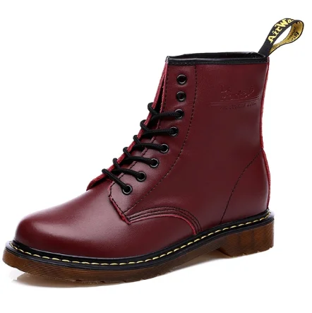 Женские кожаные ботинки Martens наивысшего качества; зимние ботинки в байкерском стиле; теплая удобная женская обувь на меху; Dr с коробкой