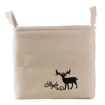 

Promotion! Beige Cotton Linen Laundry Basket Hamper with Handle, Foldable Cute Clothes Toys Sundries Bag Box Holder Organizer