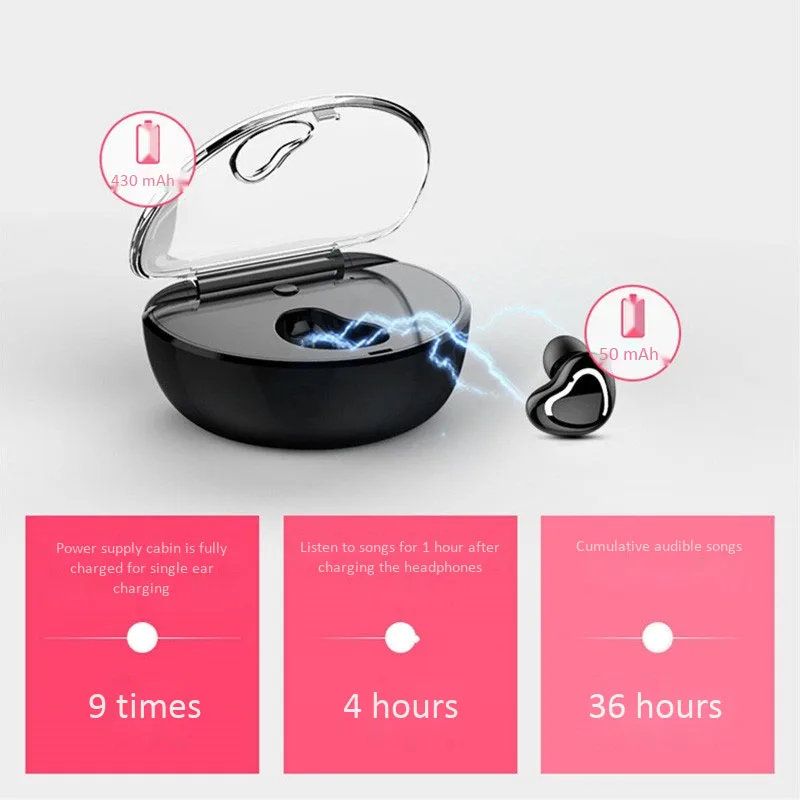 Mini Bluetooth Earphone Wireless Headphone Handsfree Earbud with Microphone Charging Box for Phones iPhone Samsung Xiaomi