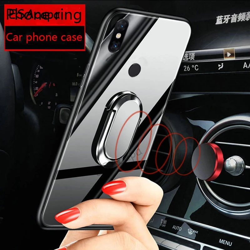 Magnetic Ring Holder Stand Tempered Glass Phone Case