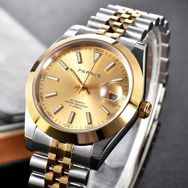 

New Parnis 39.5mm Bezel Automatic Mechanical Men's Watches Miyota 8215 Movement Men Bracelet Watch