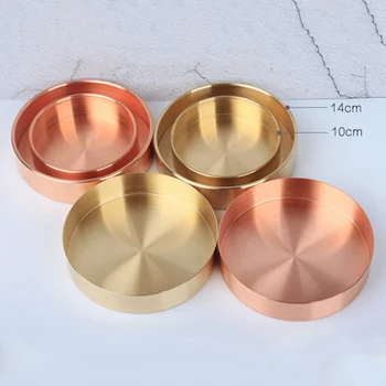 

Retro Copper Round Storage Tray Desk Metal Storage Organizer Rose Gold Jewelry Organizer Small Object Storage Dishes Home Decor