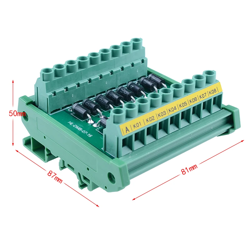 

DIN Rail Mount 3 Amp 1000V Common Cathode 16 Diode Network Module, 1N5408.3A 1000V