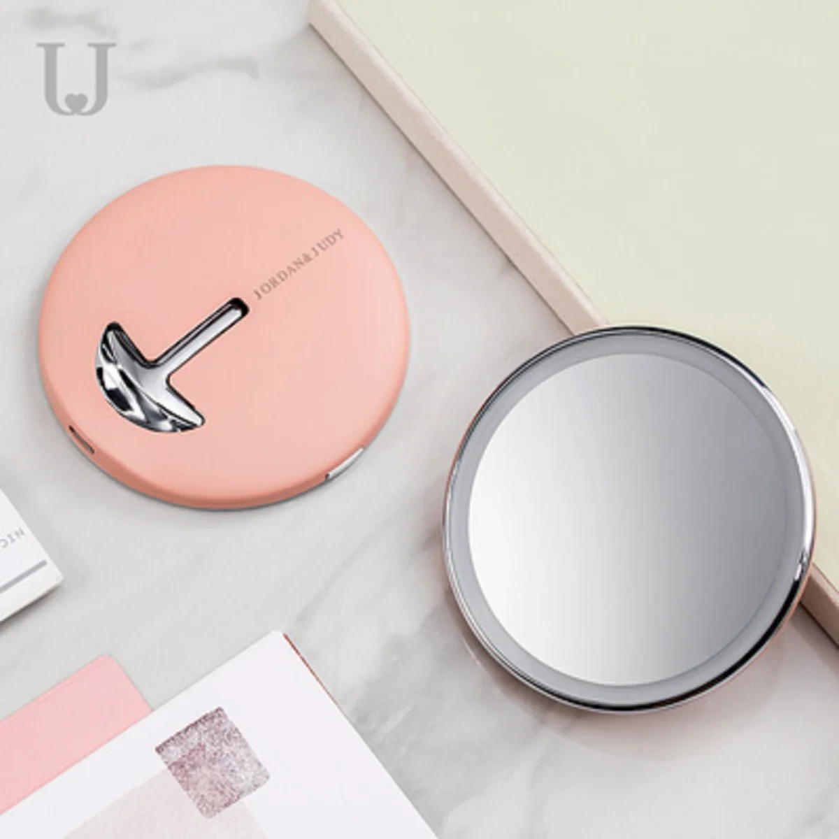Jordan& Judy 1 шт. мини зеркала для макияжа портативные складные косметические инструменты с светодиодный круглым зеркалом с увеличением для путешествий Подарок для ванной