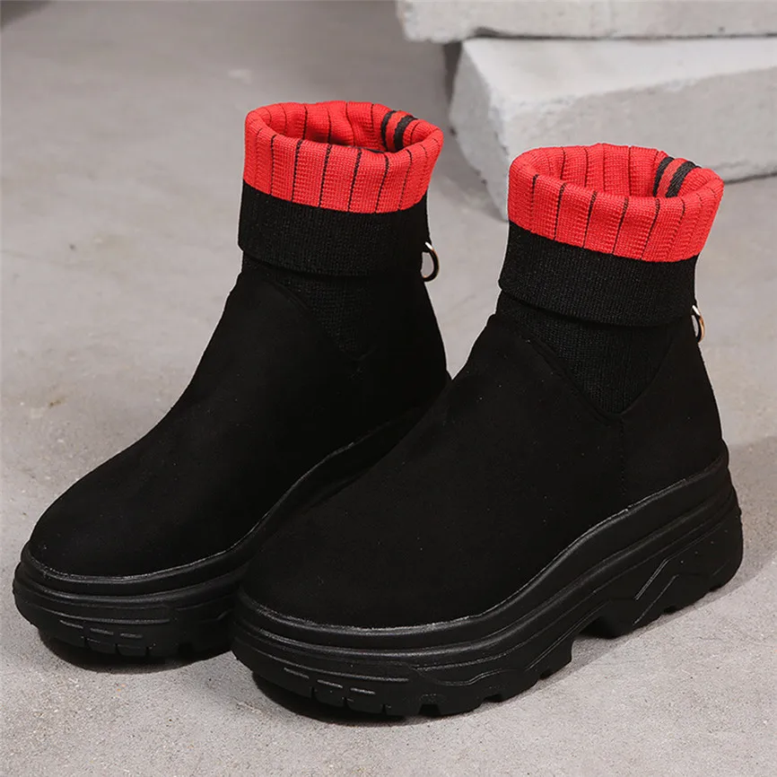 Короткие ботинки размера плюс, botas mujer invierno, модные женские разноцветные платформы, без шнуровки, с круглым носком, вечерние, повседневные женские ботинки, Y9