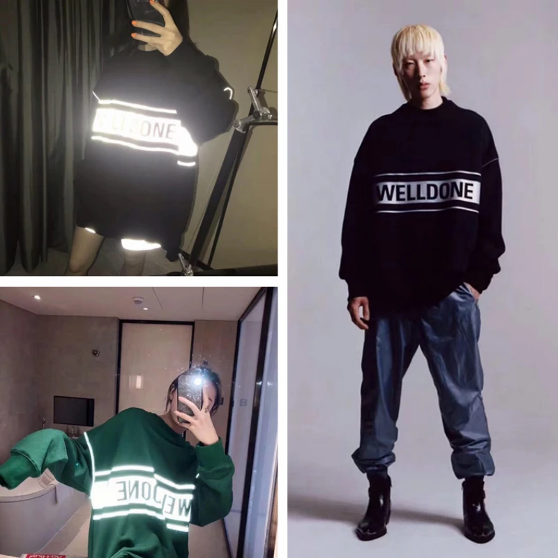 

3M Reflection We11 Done Hoodies Men Women Korea Sweatshirts WeLL Done Stranger Things G-Dragon GD Reflection Hip Hop Hoodie
