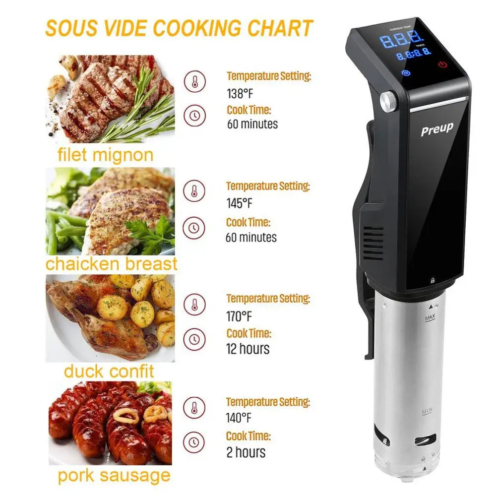 New 800W LED Digital Sous Vide Cooker Circulator Immersion Cooker Programmable Time Temperature Control Stainless Steel Ski