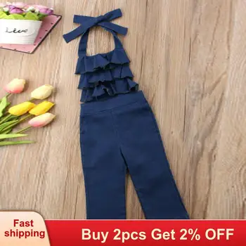

Mayfair Cabin 2020 Ins Latest European and Sling Strapless Back Denim Pendulum Jumpsuit American Style Open Children's Clothing
