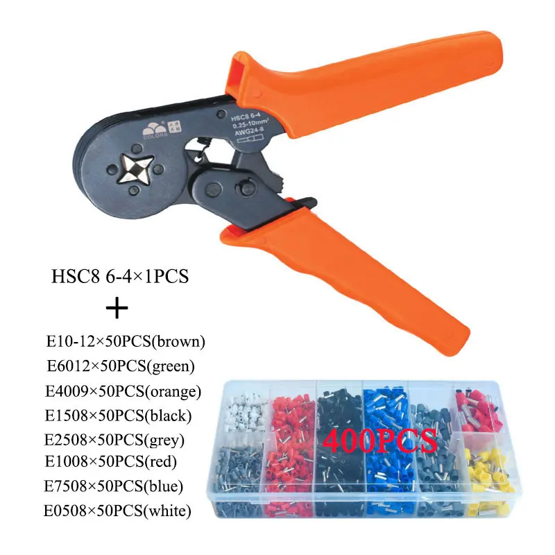 

Mini-type Self-adjustable Crimping Plier Used for 0.25-10mm² 24-18AWGCable End-sleeves Ratcheting Square Ferrul Wire Crimper
