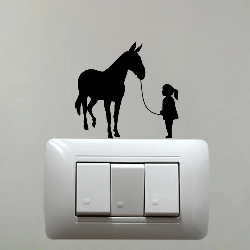 YJZT девочка и лошадь Винил домашняя переводная картинка декор настенные Сменные наклейки забавный мультфильм S19-0219
