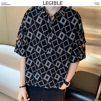 

LEGIBLE Shirt Men 2020 Men Korean Fashion Short Sleeve Shirt Male Hawaiian Shirts Casual Loose Clothes Men