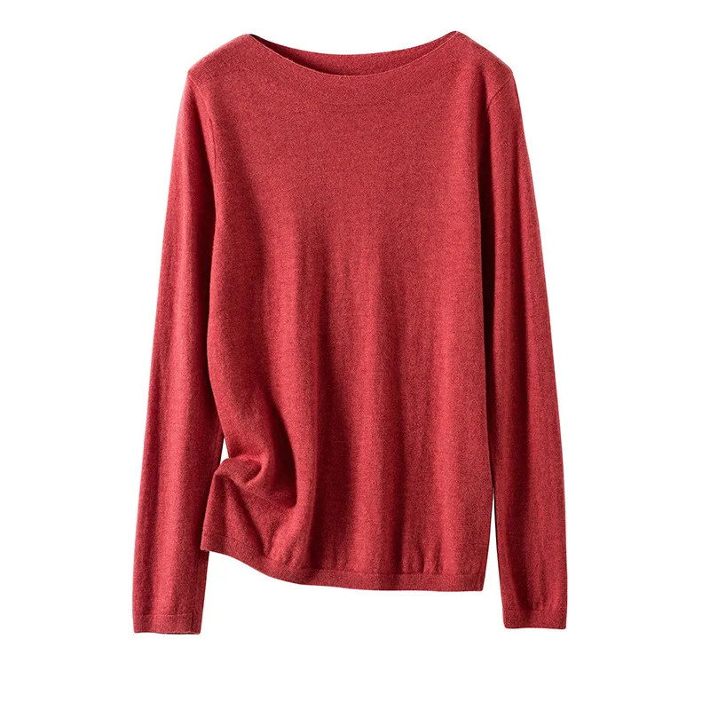 SuyaDream woman Wool sweaters 100%Wool Slash neck