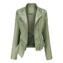 Autumn Pu Faux Leather Coat Women Fashion Rivets Irregular Biker Motorcycle Outwear Female Plus Size Streetwear Short Jackets