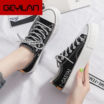 

High Quality Women Classic Solid Color Canvas Shoes Ladies Lace-up Casual Sneakers Breathable Comfortable Style W31-01