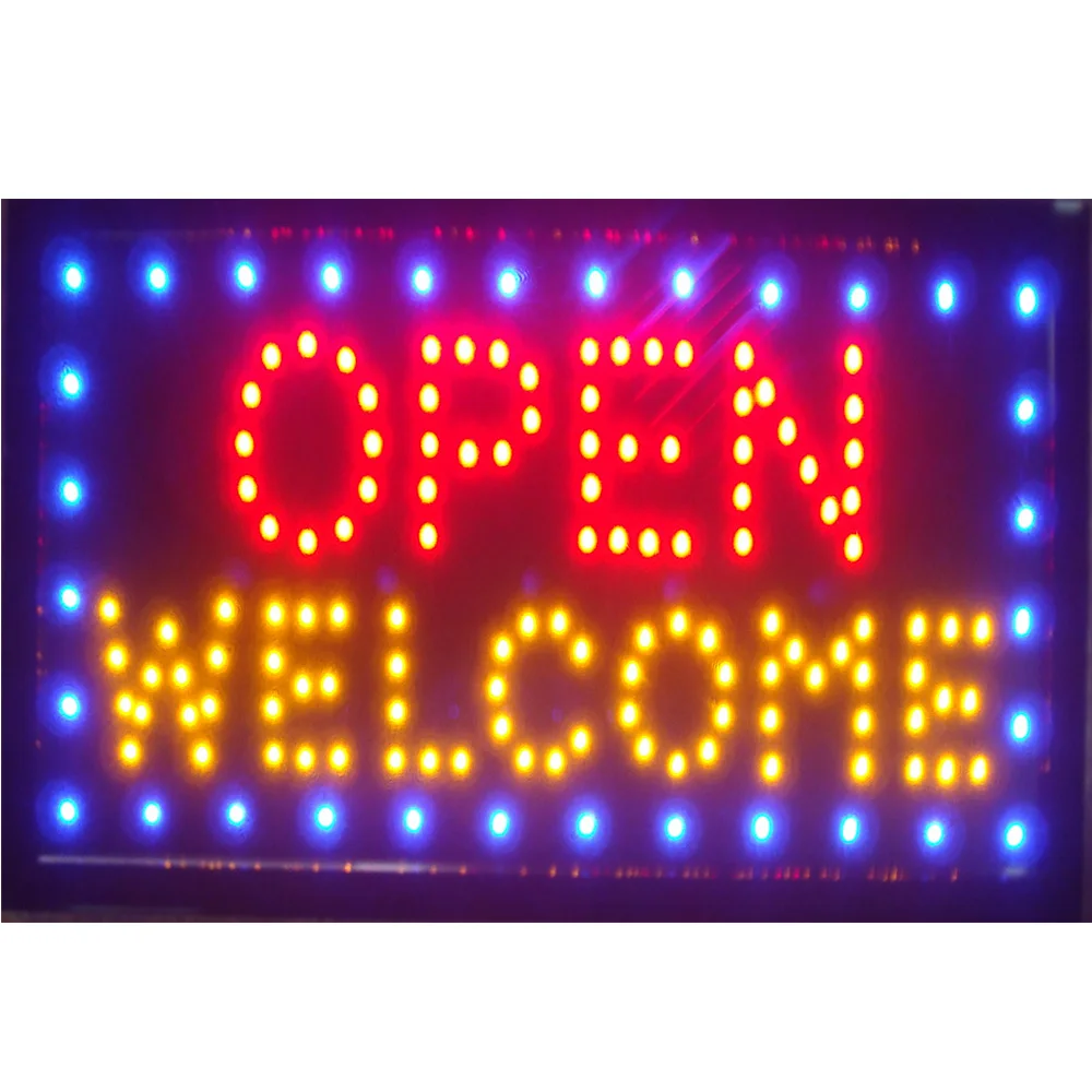 Led Neon Light Open Welcome Sign With Animation Busines Of Led - Plaques &  Signs - AliExpress