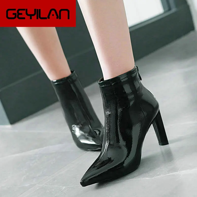 

Women Square High Heel Ankle Boots Fashion Back Zipper Boots Ladies Pointed Toe Fall Winter Shoes Woman Black Beige Apricot