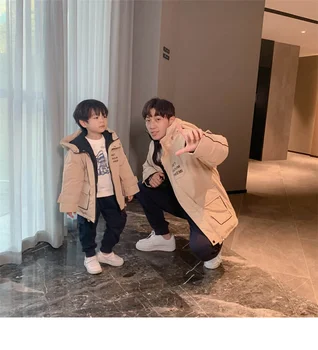 

Large size parent-child wear thick padded jacket Korean winter cotton coat family wear a family of three or four or five mother