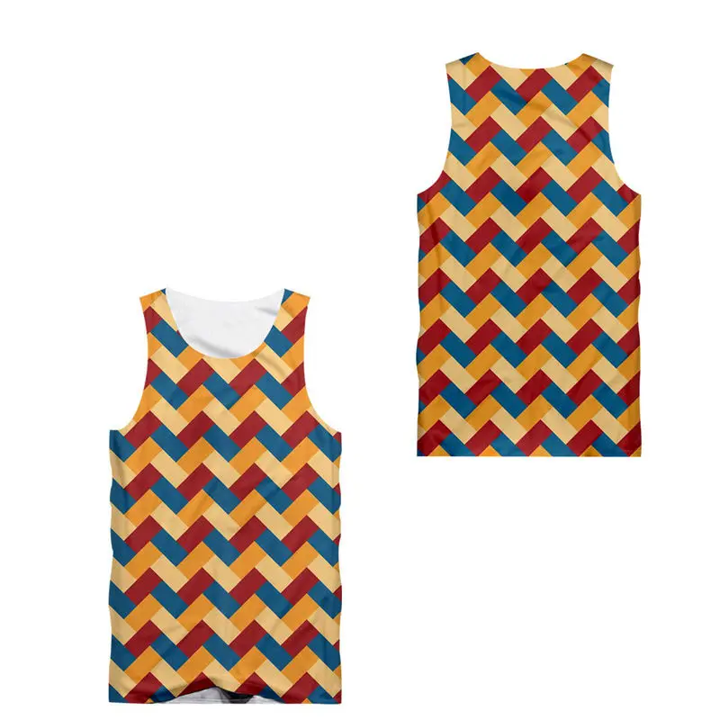 3d Tank tops Красочное плетение, 3D принт, майка для бодибилдинга, мужская майка для фитнеса, майка без рукавов, модная летняя майка 6XL 7XL - Цвет: 3d Tank tops