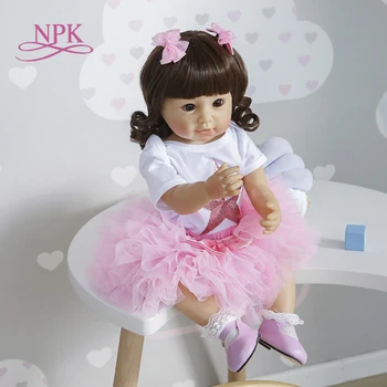 

55CM bebe doll reborn girl toddler princess in pink dress full body soft silicone flexible lifelike realistic doll waterproof