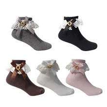 5 пар носков с бантом для малышей кружевные короткие носки для новорожденных девочек Детские хлопковые носки разных цветов