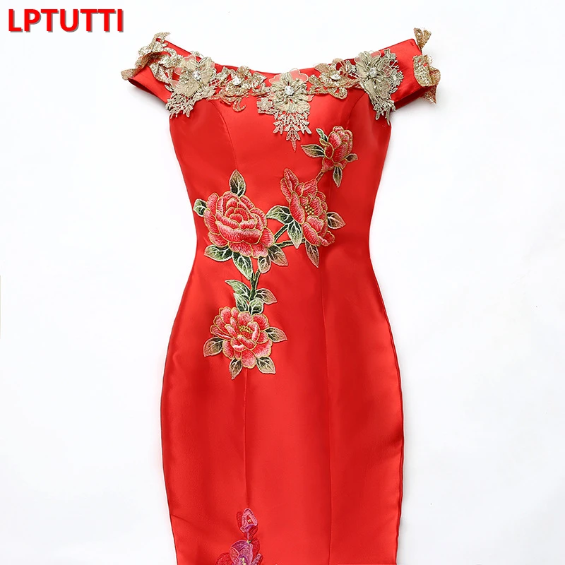 Китайский стиль cheongsam для женщин Элегантный Дата церемония Вечеринка Выпускной платье Формальные торжества события Роскошные Длинные вечерние платья
