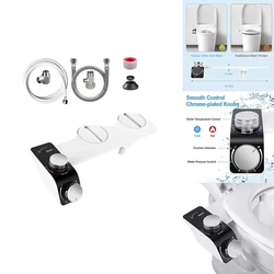 Bidet Attachment Ultra-Slim Toilet Seat Attachment Dual Nozzle 3 Modes Bidet Hot Cold Self-Cleaning Non-Electric