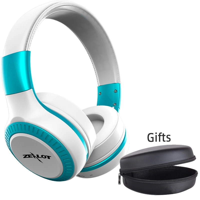 White with Blue ZEALOT B20 беспроводные Bluetooth наушники Bluetooth 4,1 с HD звуковым басом стерео наушники с микрофоном на ухо гарнитура - Цвет: White with Blue
