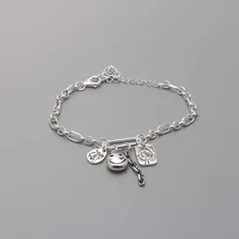 YISHI S925 серебро кукла смайлик лицо английский тег браслет винтажная Мода изысканные ювелирные изделия высокого качества