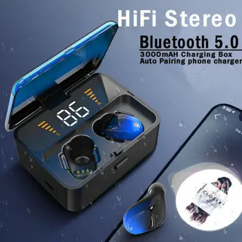 

Black technology digital display power large capacity charging bin Bluetooth headset TWS touch waterproof
