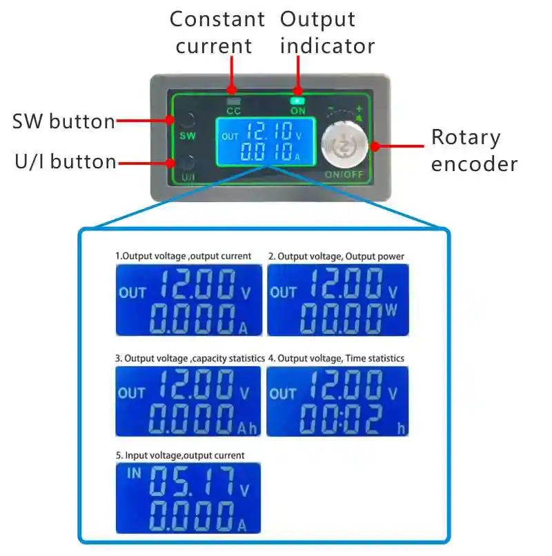WZ5020L WZ5012L DC DC Buck Converter CC CV Step-down Power Module 50V 20A 1000W Adjustable Voltage Regulated power supply