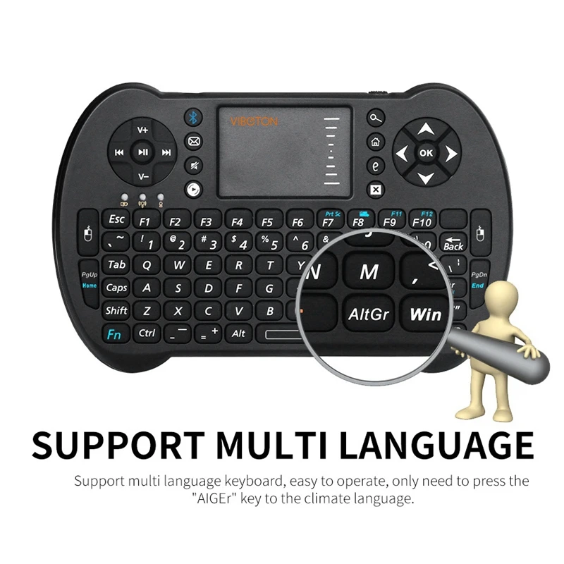 Viboton S-501-BT Bluetooth Английский мини небольшой размер беспроводная клавиатура легкий 2,4 ГГц мультимедийная клавиатура с тачпадом для La