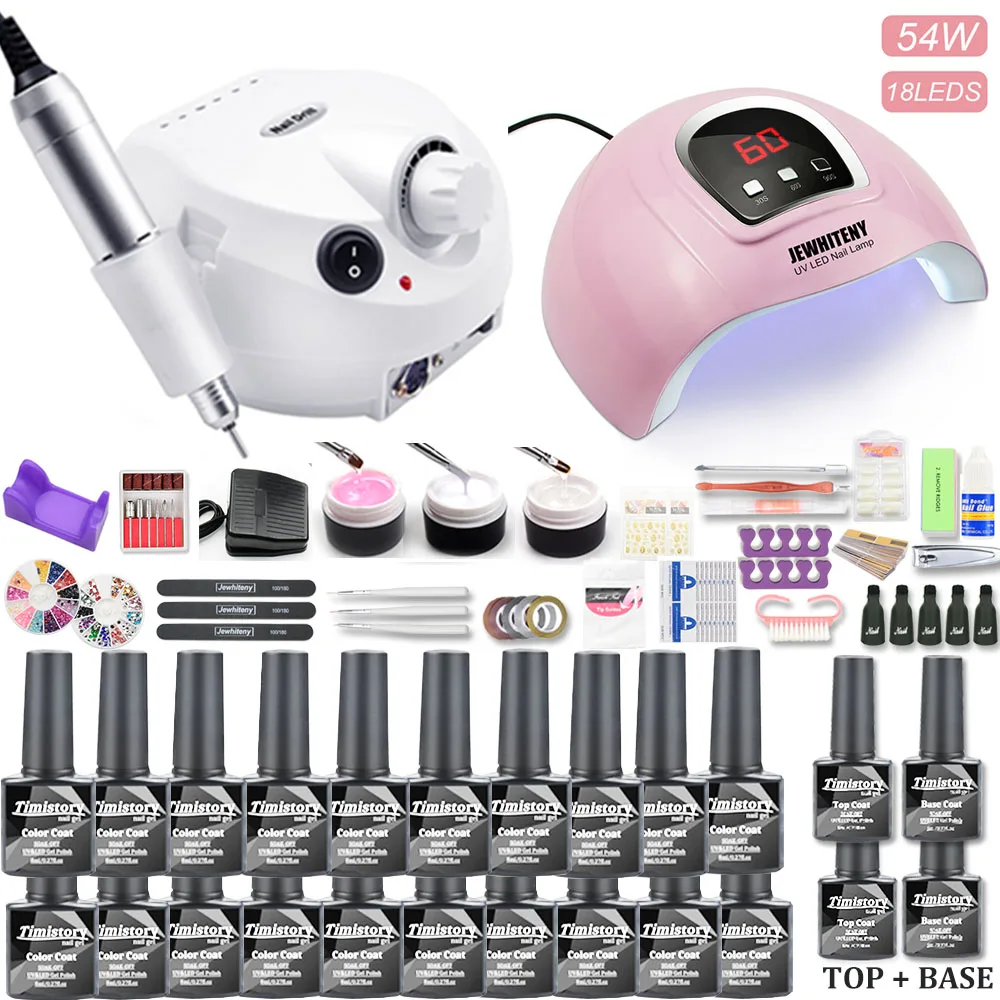 Billig 30 stücke Gel Nagellack Set 35000rpm Nagel Bohrer Maschine kit mit 120W UV LED Lampe Maniküre Werkzeuge kit Nail art Set UV Builder Gel