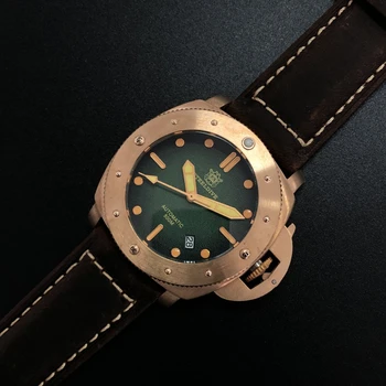 

STEELDIVE Bronze Diver Watches Men Mechanical Watch Luminous Water Resistant 500M Leather Strap Stylish