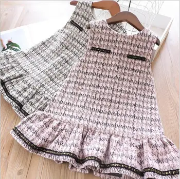 

girl vest dresses 2019 Autumn kids dresses for girls sleeveless ruffles princess dress sweet Girls clothes wholesale
