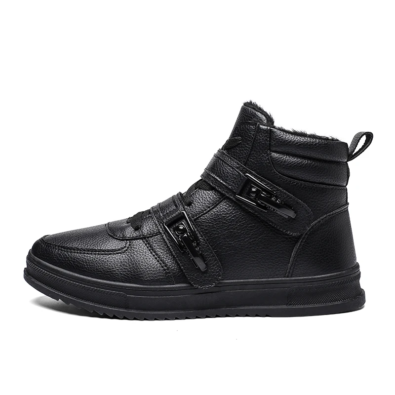 Мужские зимние кроссовки; дышащая Спортивная обувь; Уличная обувь с теплой подкладкой; Цвет черный, белый; высокие кроссовки; botas hombre кроссовки мужские зимние - Цвет: Black