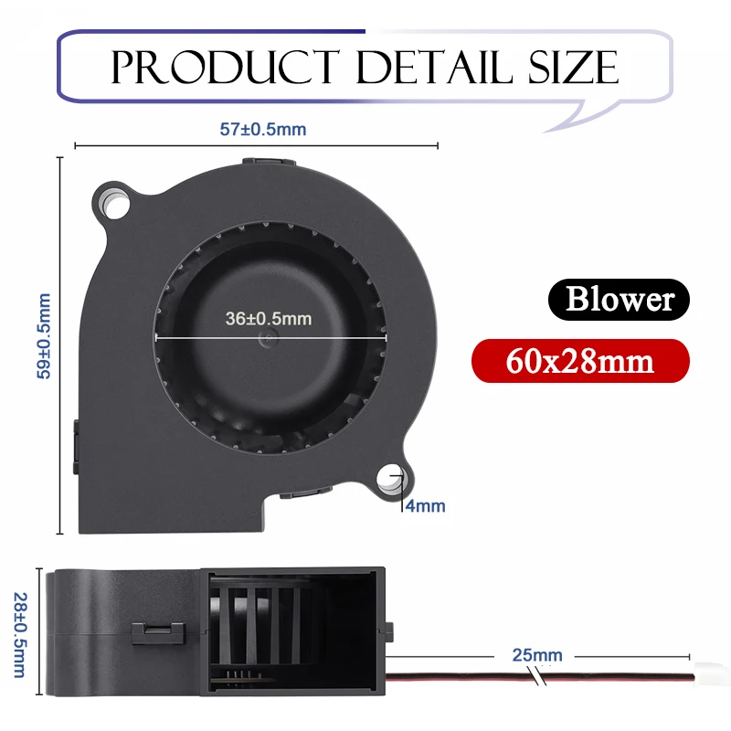 Gdstime sem Escova dc 12v 24v Ventilador Térmico 60x60x28 mm 60 mm 2pin Ventilador Centrífugo do Ventilador 6028 6cm Manga & Dupla Bola Ventilador do Radiador Peças - Imagem 6