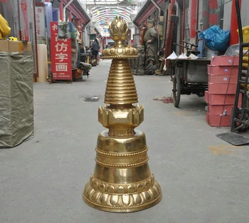 

802++++++35'' China Tibet Stupa of Kadampa Sect Tower Pagoda Bronze Statue
