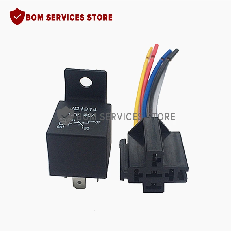 1 piece Waterproof Automotive Relay 12v 5pin 40a JD1914 4pin With Black Red Copper Terminal Auto Socket | Бытовая техника