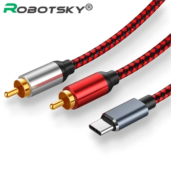 

0.5m/1m/1.5m Type C to RCA Audio Cable USB C 2RCA Jack Type-C RCA Cable for iPhone Sumsung Xiaomi Speaker Home Theater TV