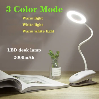 

LED Desk Lamp BatteryPowered Rechargeable 3Modes Dimmable Levels Brightness Table Lamp Study Reading Desk Lamp Touch Clip Lamp