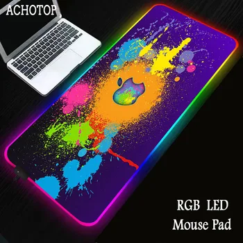 

RGB Gaming Mouse Pad anime 80x30cm All Black LED Light Computer mouse mat XL Gamer Desk Mat Mouse carpet apple pattern design