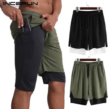 

INCERUN 2020 Fashion Men Shorts Patchwork Drawstring Fitness Joggers Casual Shorts Summer Bodybuilding Workout Sweatpants S-5XL